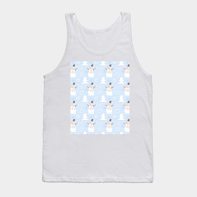 Winter pattern with snowman and snowflakes Tank Top by Cute-Design